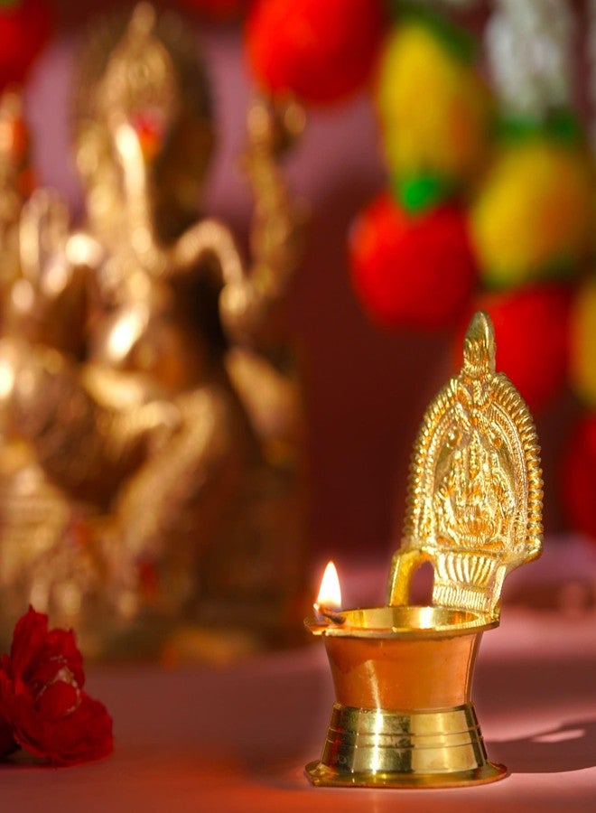 LOVENSPIRE مصباح زيت LoveNspire Kamakshi Deepam نحاس Diya Kamatchi Vilakku Samai Ashta Lakshmi Devi Maa Diwali Kamachi Diya Hindu Puja ديكور منزلي ديني مصباح بوجا هندي لتدفئة المنزل وحفلات الزفاف هدية الإرجاع - Image 5